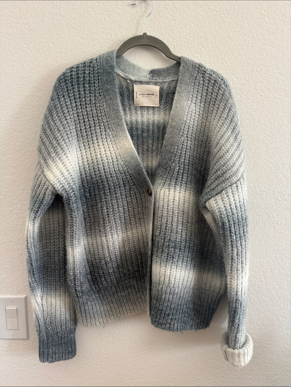 Lucky Brand Women's Gray & White Ombre Knit Cardigan